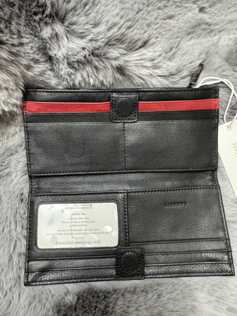 Hammitt Black Leather Zip Wallet with Gunmetal Rivet Hardware - Picture 4 of 6